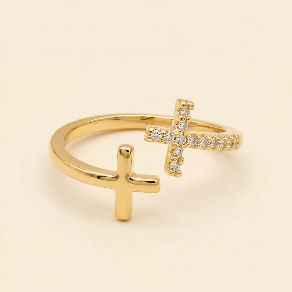 Esther - Bague double-croix Gold Filled