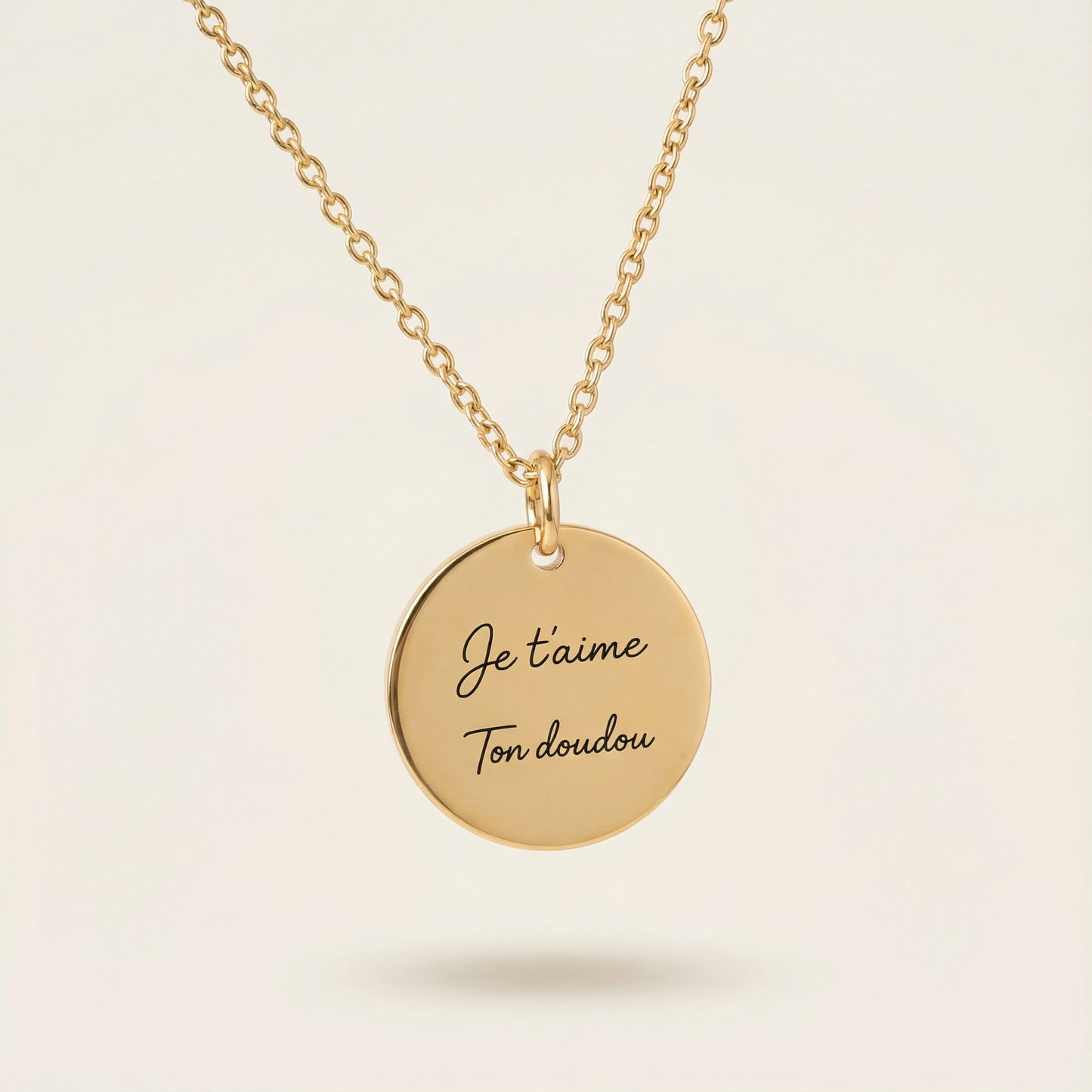 "Je t'aime, Ton doudou" Collier disque personnalisable