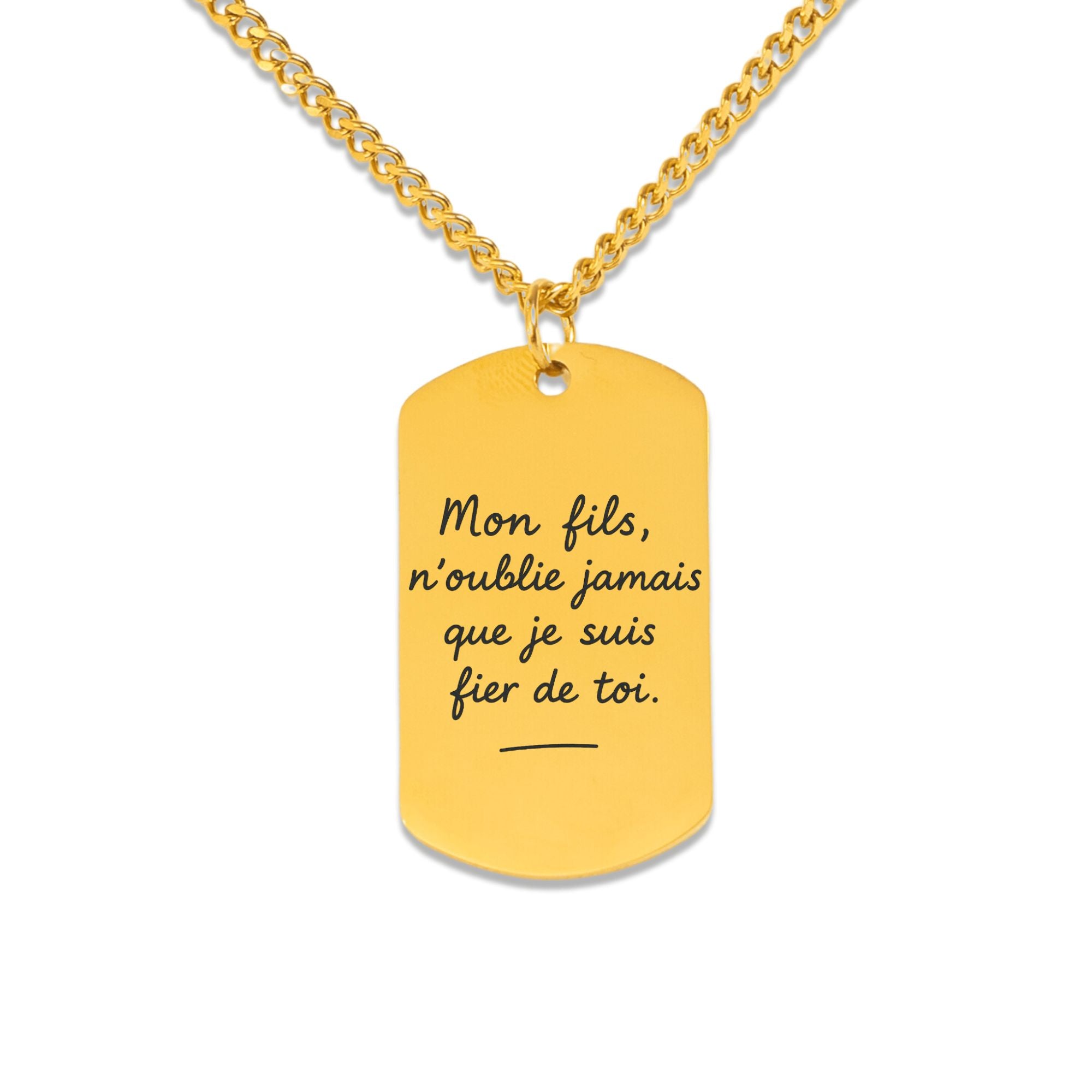 Collier plaque avec message manuscrit gravé | Chaîne cubaine