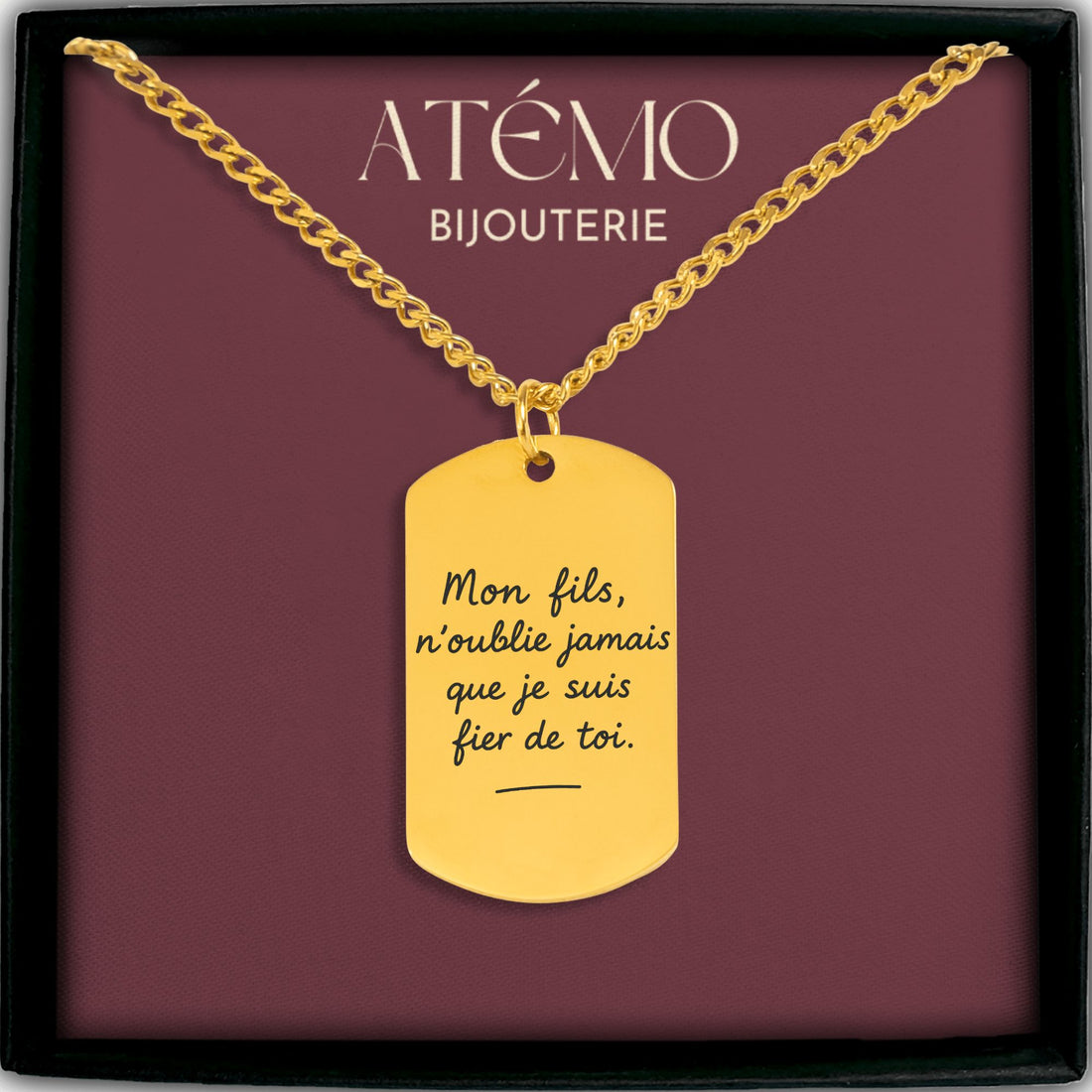 Collier plaque avec message manuscrit gravé | Chaîne cubaine