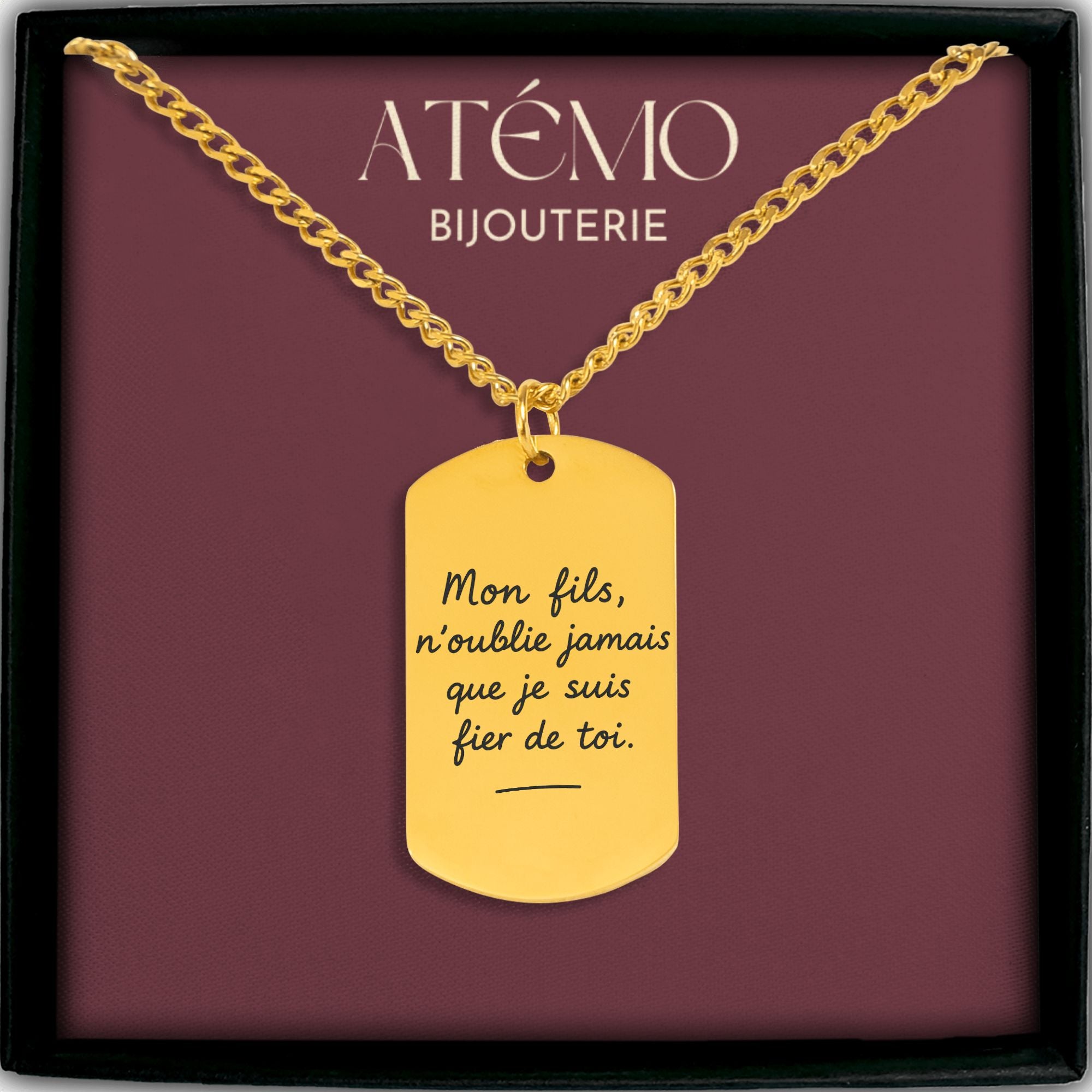 Collier plaque avec message manuscrit gravé | Chaîne cubaine