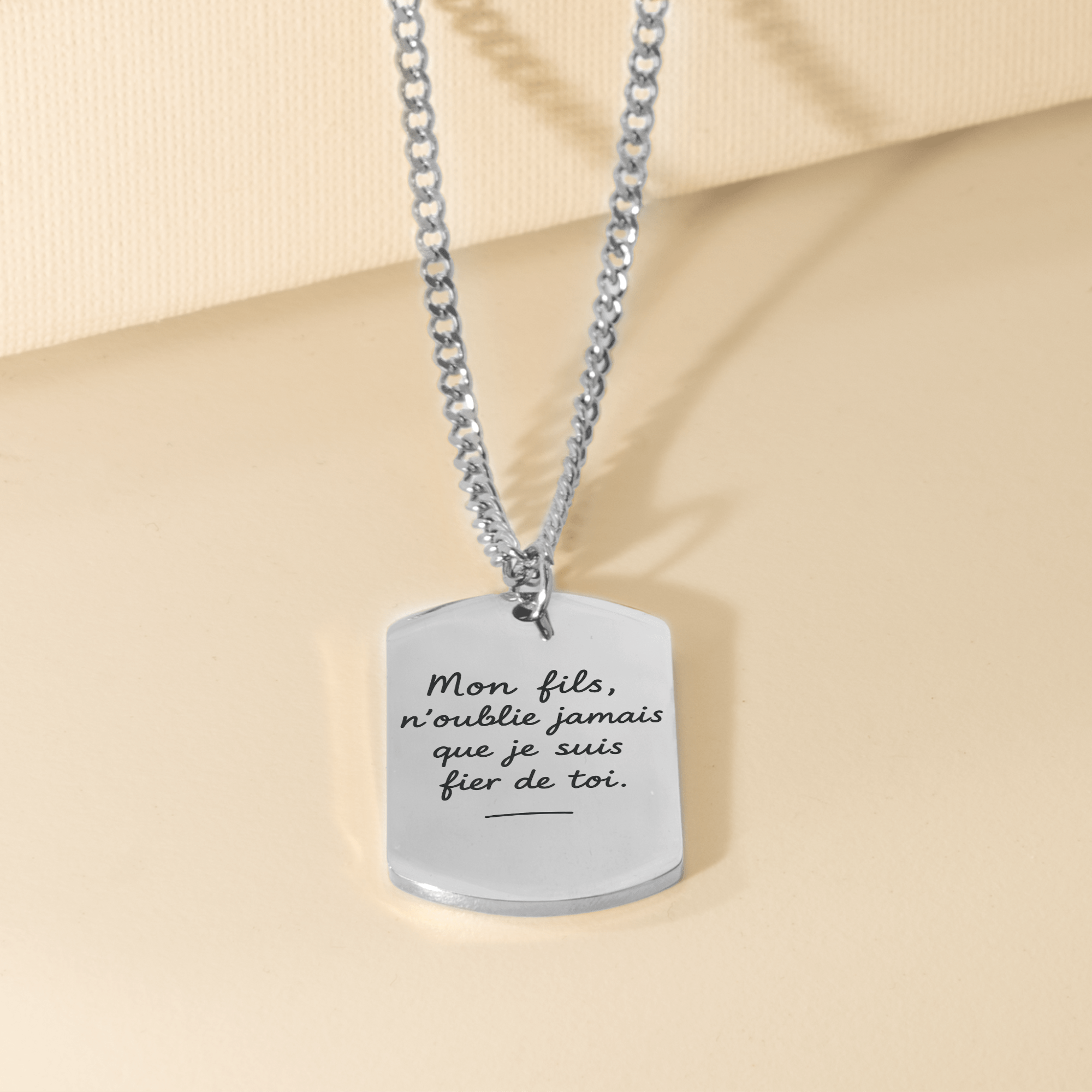 Collier plaque avec message manuscrit gravé | Chaîne cubaine